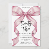 Invitation Arc en ruban rose Coquette anniversaire (Devant)