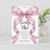 Invitation Arc en ruban rose Coquette anniversaire (Debout devant)