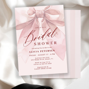 Invitation Arc en ruban rose élégant coquette baby shower