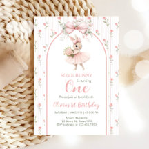Arc en ruban rose et floral Some Bunny a 1 an