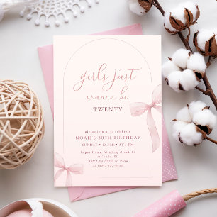 Invitation Arc en ruban rose Les filles veulent juste avoir 2
