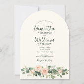 Invitation arc en un seul script floral botanique vert (Devant)