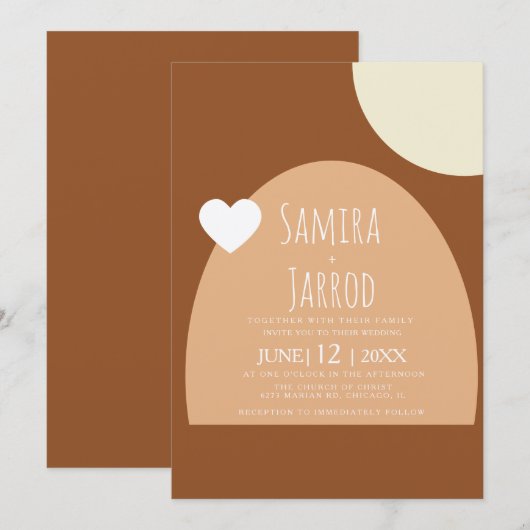 Invitation Arc et formes de Bohême Coeur Mariage géométrique (Devant / Derrière)