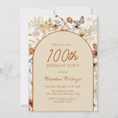 Invitation Arc Fleur sauvage Boho 100e anniversaire (Devant)
