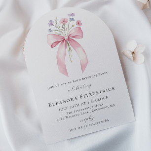 Invitation Arc Fleur sauvage de la boue rose 80e fête d'anniv