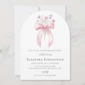 Invitation Arc Fleur sauvage de la boue rose 80e fête d'anniv (Devant)