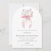 Invitation Arc Fleur sauvage de la Bow rose 90e fête d'annive (Devant)