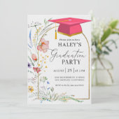 Invitation Arc Fleur sauvage moderne Script Grad Graduation 2 (Debout devant)