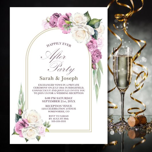 Invitation Arc Floral Blanc Rose Mariage Après Fête
