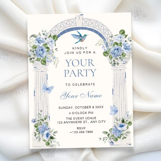 Invitation Arc floral bleu