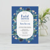 Invitation Arc floral bleu Boho moderne douche nuptiale (Debout devant)