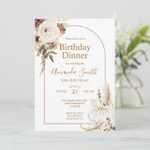 Invitation Arc Floral Bohème de Citrouille d'Automne Annivers (Debout devant)