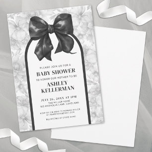 Invitation Arc floral Élégant Noir Blanc Baby Shower