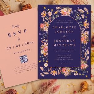 Invitation Arc floral élégant Nuit Terracotta Mariage d'autom
