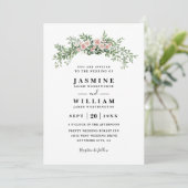 Invitation Arc Floral Élégant Rustique Moderne Code QR Mariag (Debout devant)