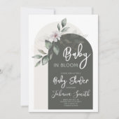 Invitation Arc floral gris bébé dans le Baby shower en fleur (Devant)