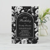 Invitation Arc floral noir blanc Rose 21e anniversaire (Debout devant)