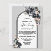 Invitation Arc floral noir gris Mariage après la fête (Devant)