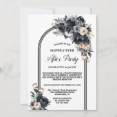 Invitation Arc Floral Noir Mariage après la fête (Devant)