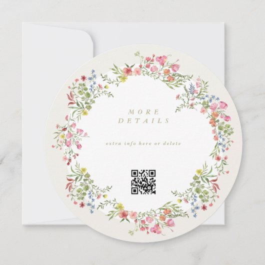 Invitation Arc floral rond QR CODE site mariage RSVP (Dos)