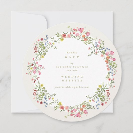 Invitation Arc floral rond QR CODE site mariage RSVP (Devant)