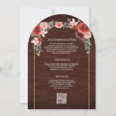 Invitation Arc floral rose vierge bordeaux Photo Mariage bois (Dos)