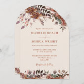 Invitation Arc floral rustique QR Code Automne Mariage de aut (Devant / Derrière)