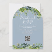 Invitation Arc floral vert Dusty bleu QR Code Mariage (Dos)