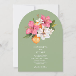 Invitation Arc floral vert sauge tout en un mariage 
