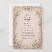 Invitation Arc floral vintage romantique (Devant)