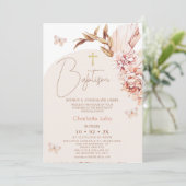 Invitation Arc flou moderne Boho Floral Baptême (Debout devant)