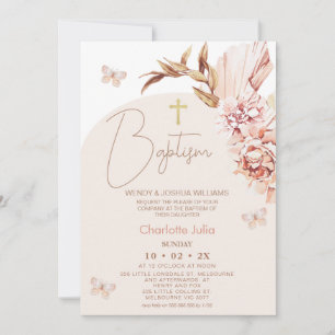 Invitation Arc flou moderne Boho Floral Baptême