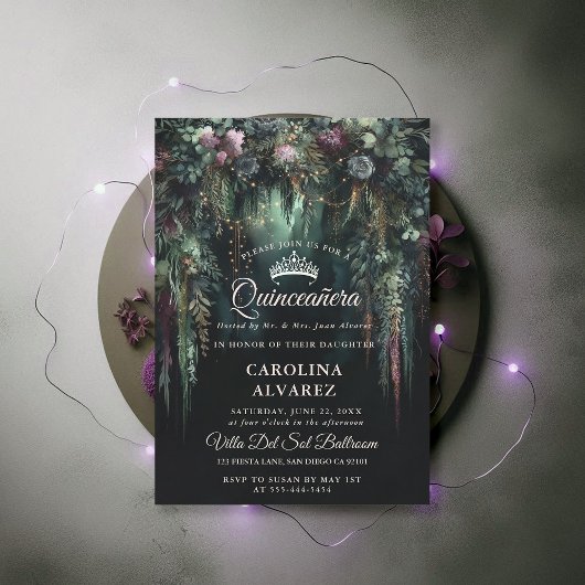 Invitation Arc forestier enchanté Fairytale Floral Quinceañer