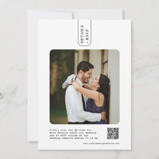 Invitation Arc géométrique minimal bleu foncé moderne Code QR (Dos)