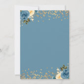 Invitation Arc Gold Dusky Blue Floral Première Communion Sain (Dos)