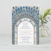 Invitation Arc gothique de Peacock | Mariage de monogramme (Debout devant)