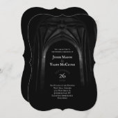 Invitation Arc gothique Mariage élégant Noir et Blanc foncé (Devant / Derrière)