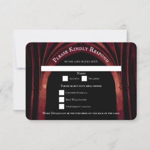 Invitation Arc gothique Mariage élégant Noir Noir Noir Rouge