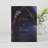 Invitation Arc gothique Moody Rose violet Mariage de script o (Debout devant)