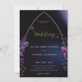 Invitation Arc gothique Moody violet Rose Chic Floral Mariage (Devant)