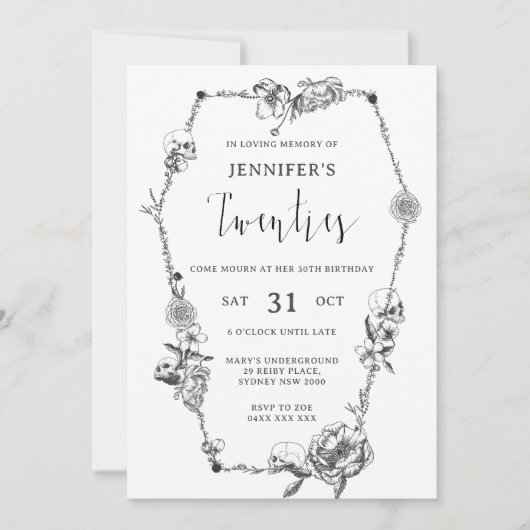 Invitation Arc gothique tiré à la main 30e fête d'anniversair (Devant)