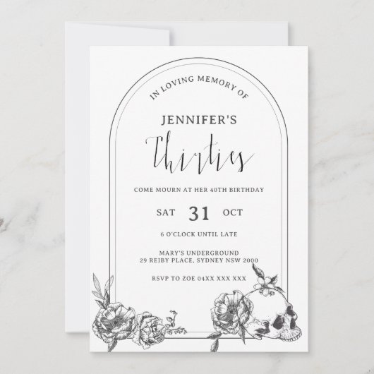 Invitation Arc gothique tiré à la main 40e fête d'anniversair (Devant)