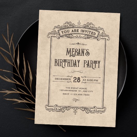 Invitation arc gothique vintage pour anniversaire