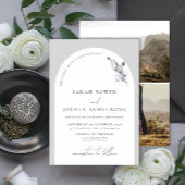 Invitation Arc gris moderne Script botanique 2 Mariage photo