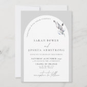 Invitation Arc gris moderne Script botanique 3 Mariage photo (Devant)