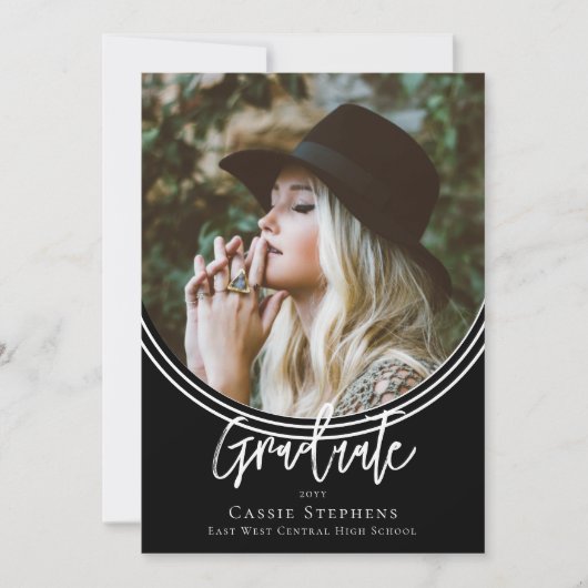 Invitation Arc Inverti - Script tendance - Photo Graduate (Devant)