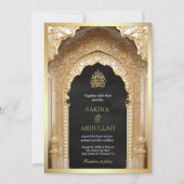 Invitation Arc islamique royal Black Gold Mariage musulman (Devant)