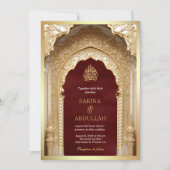Invitation Arc islamique royal Maroon or Mariage musulman (Devant)