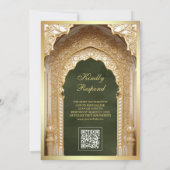 Invitation Arc islamique royal Olive Green Gold Mariage musul (Dos)