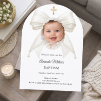 Arc Ivory Perles Photo Fille Élégant Baptême Arche